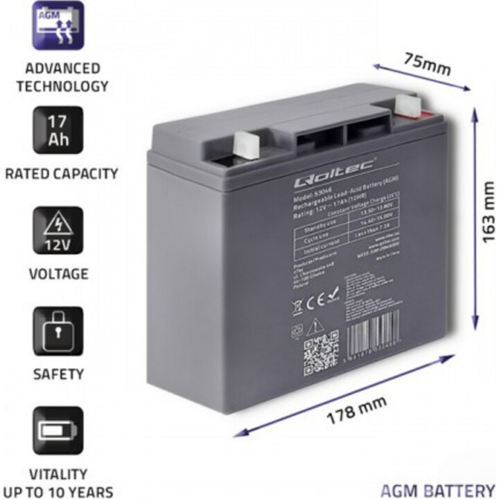 Caixa de módulo de bateria Qoltec | 17Ah | 12kW