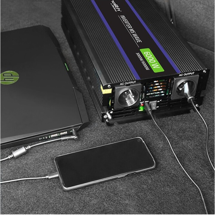 Qoltec Monolith 6000 MS Convertidor de voltaje de onda 12V 230V