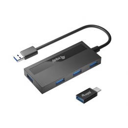 HUB ÉQUIPÉ USB 3.0 4 PORTS + ADAP. USB-C
