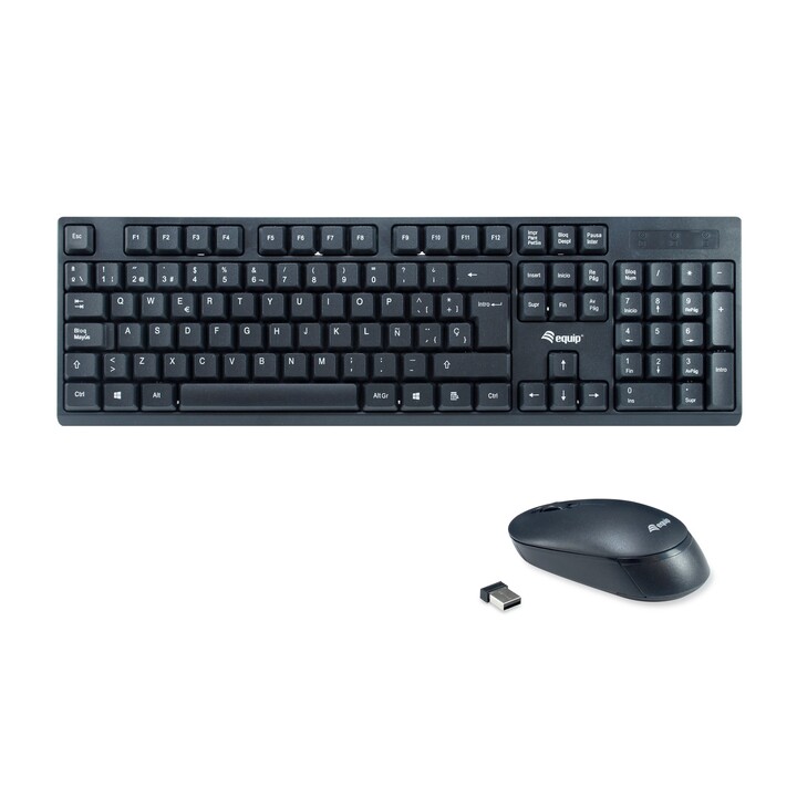 CLAVIER + SOURIS EQUIPEMENT SANS FIL 2.4GHZ NOIR