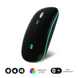 Drahtlose optische Maus 2,4 g und Bt Rgb LED Dual Flat Mouse Schwarz