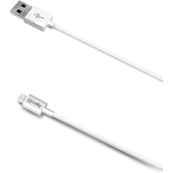 Celly usb male / lightning male cable 2m white
