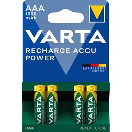 Pila recargable varta power tipo aaa 1000mah ready to use pack 4