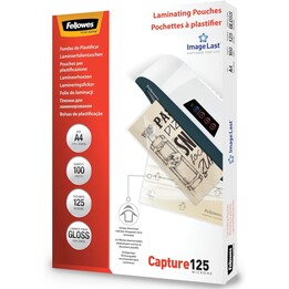 Fellowes couverture de plastification 125 microns a4 100h brillant