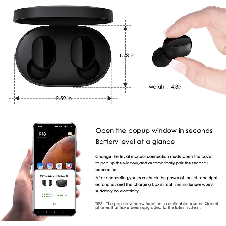 Xiaomi mi true wireless earbuds basic 2 black headphones
