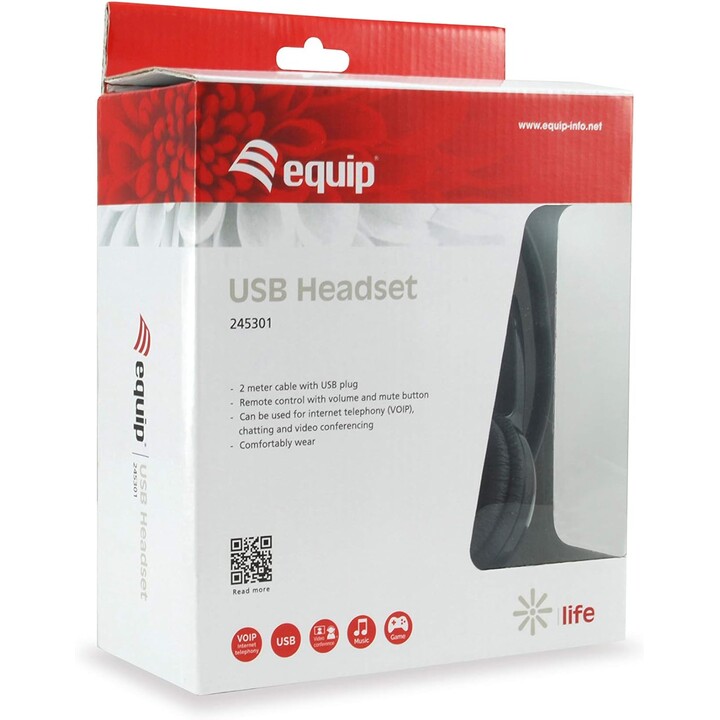 Auricolare + microfono Equipaggia Life headset USB argento/nero