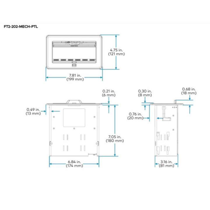 Crestron Fliptop Ft2-Serie Kabelmanagementsystem, Größe 202, mechanisch, Durchgangsdeckel, Schwarz (ft2-202-mech-ptl-b) 6511