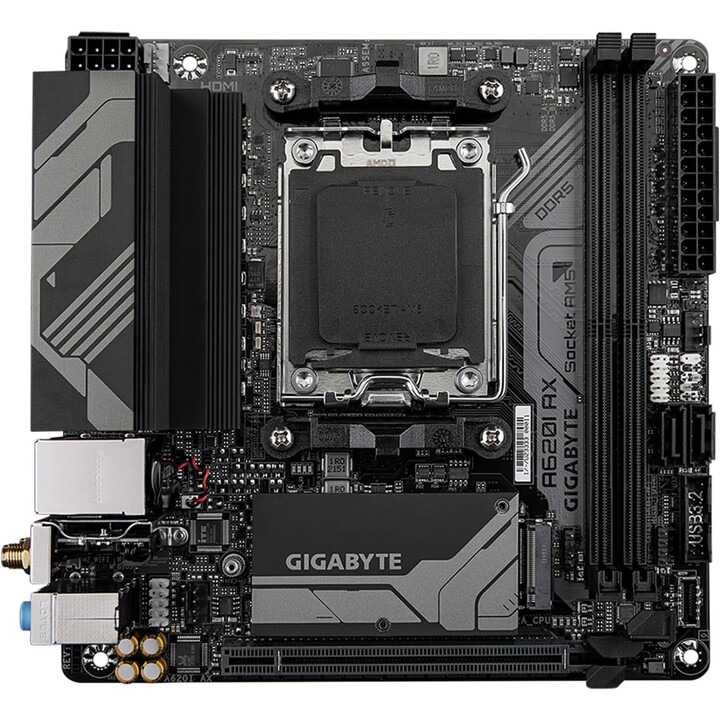 Gigabyte A620I AX 1.0 AMD Prozessor Sockel AM5 DDR5 DIMM SATA M.2 kompatible Festplattenschnittstellen