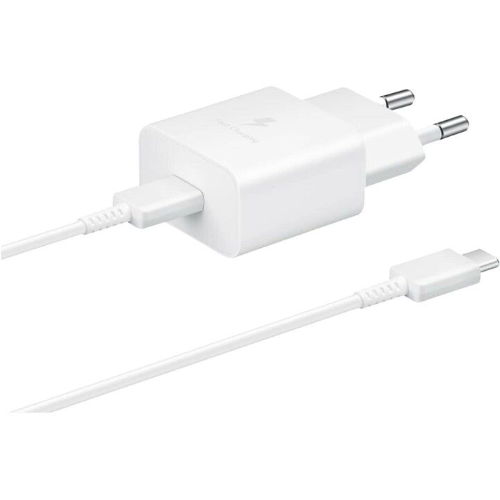 Cargador usb-c samsung 15w 2a + cable usb-c white para casa