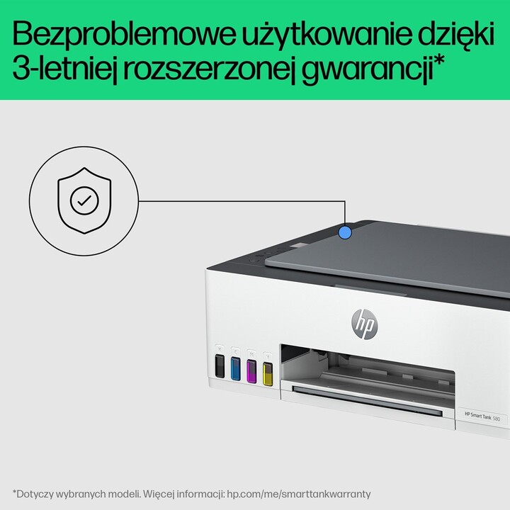 HP Smart Tank 580 All-in-One Printer, Home and home office, Print, copy, scan, Wireless; High-volume printer tank; Print from ph