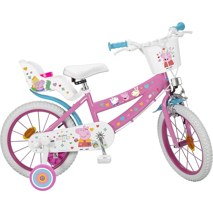 Toimsa Peppa Pig 16", Bicicletta per bambini, Parafanghi, Rosa
