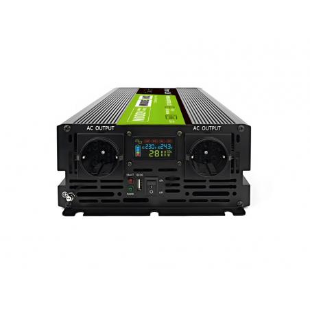 Green Cell Przetwornica napicia PowerInverter LCD 24 V 3000W/60000W Przetwornica samochodowa z wywietlaczem - czysty sinus adapt