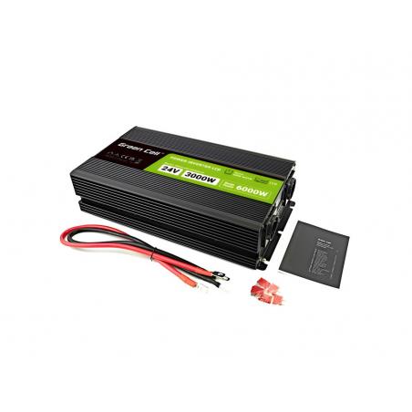 Green Cell Przetwornica napicia PowerInverter LCD 24 V 3000W/60000W Przetwornica samochodowa z wywietlaczem - czysty sinus adapt