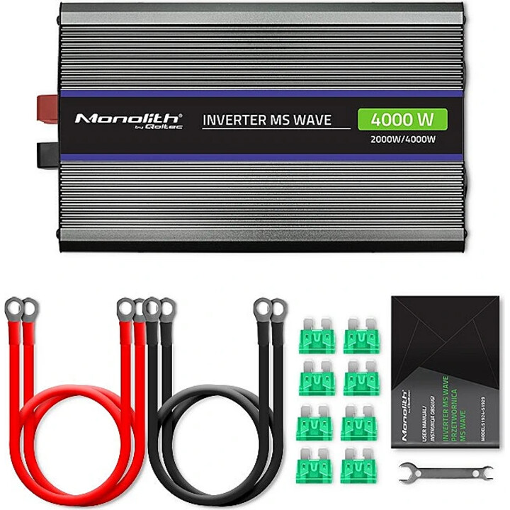 Qoltec Monolith Convertidor de voltaje de onda 4000 MS 12V a 230V 2000/4000W USB