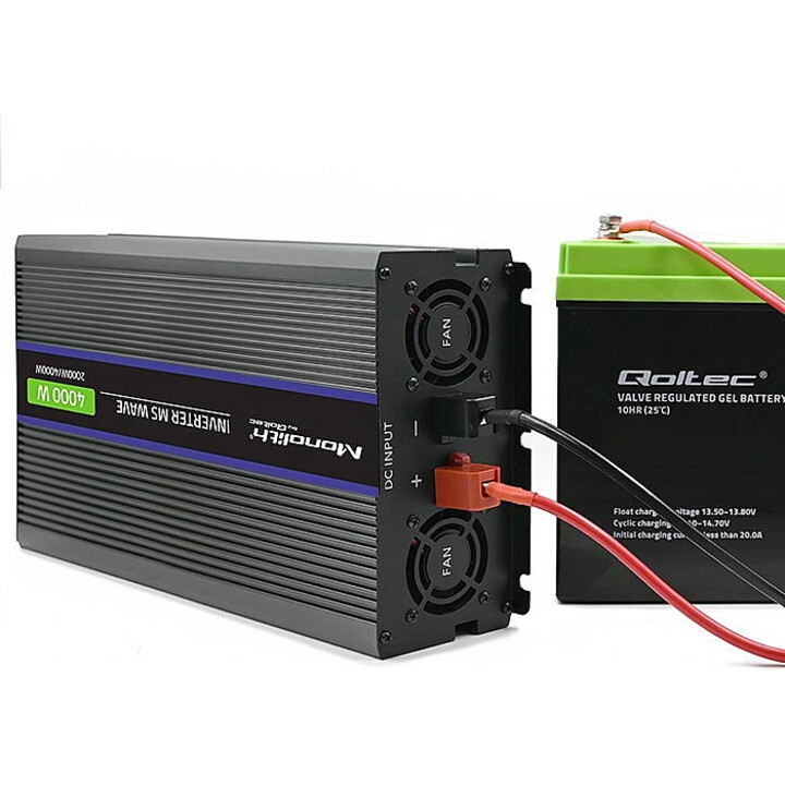 Qoltec Monolith Convertidor de voltaje de onda 4000 MS 12V a 230V 2000/4000W USB