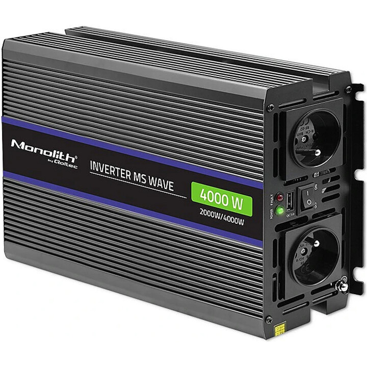 Convertitore di tensione Qoltec Monolith Wave 4000 MS da 12 V a 230 V 2000/4000 W USB