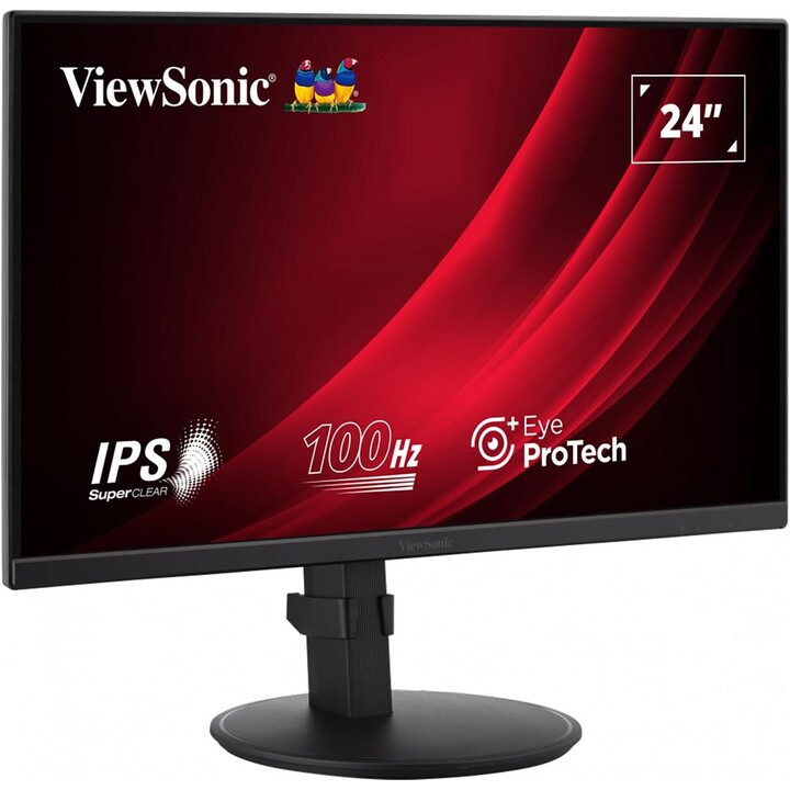 ViewSonic VG2408A Monitor LED FHD SuperClear IPS de 24 polegadas com VGA, HDMI, DisplayPort, USB, altifalantes e suporte ergonóm