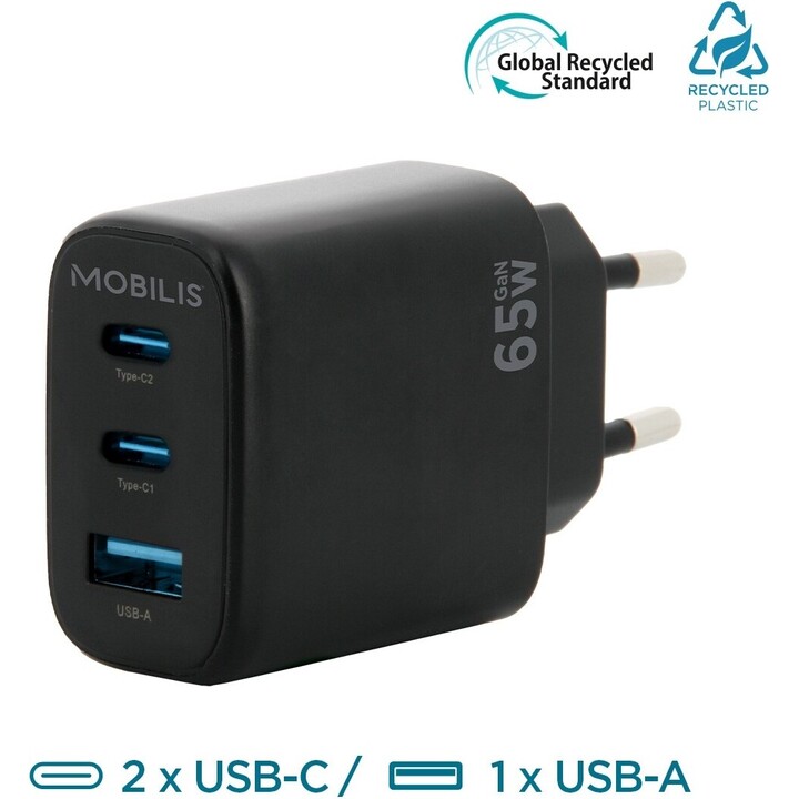 Caricatore da muro - 65w - 1 usb-a usb-c