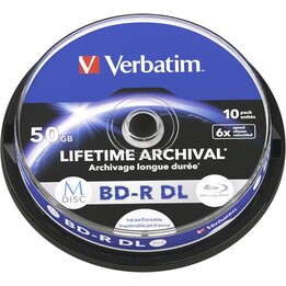 Verbatim 1x10 M-Disc BD-R BluRay 50 GB 6x Speed Printable Cakebox