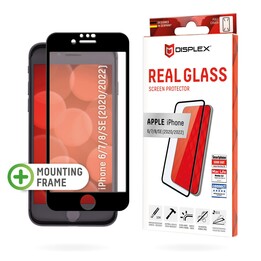 DISPLEX vetro temperato 10H per Apple iPhone 6/7/8/SE 2020/202, cornice di montaggio ecologica, copertura completa