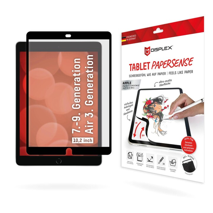 DISPLEX TABLET PAPERSENSEfüriPad 7./8./9. Gen./Air 3. G n., wiederablösbare Schreibfolie und Zeichenfolie mit Paper