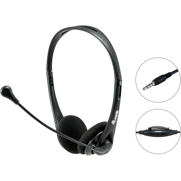 Headphone + mic equip headset usb black