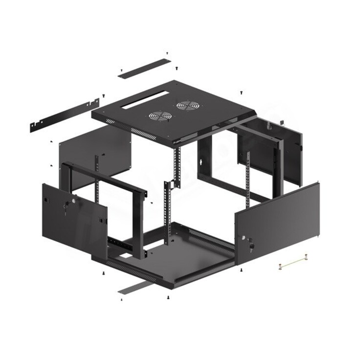 Lanberg WF01-6606-00B Armadio rack 6U Rack da parete Nero