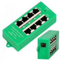 Inyector POE activo Extralink 4 puertos Gigabit 802.3at/af Modo A