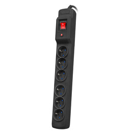 Armac Multi M6 schützende Steckdosenleiste, 6 Steckdosen, 3 m Kabel, schwarz