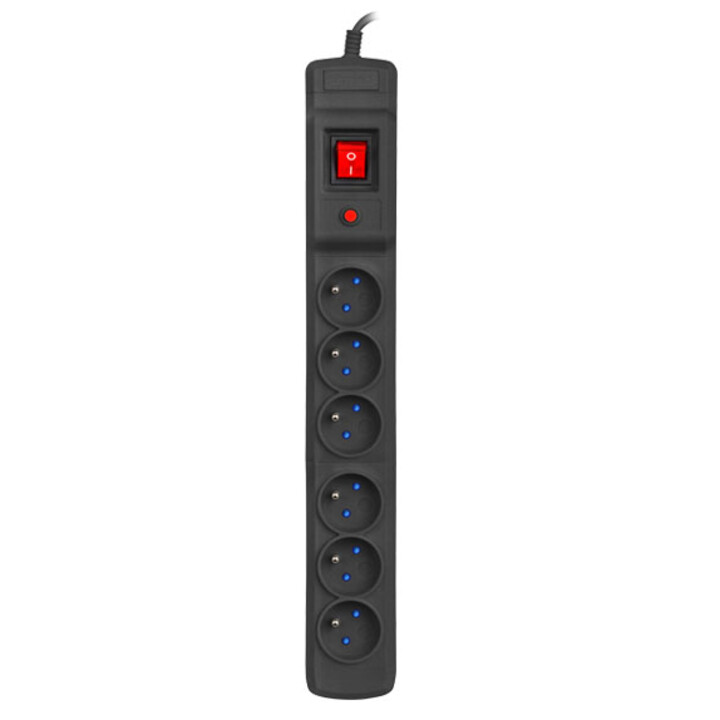 Armac Multi M6 schützende Steckdosenleiste, 6 Steckdosen, 5 m Kabel, schwarz