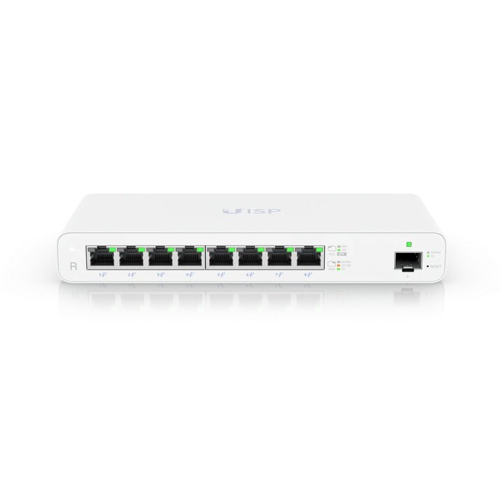 Ubiquiti Uisp-r-eu Gigabit POE Router per applicazioni Micropop, 8 porte GBE Rj45 con Poe passivo, 1X Sfp, 110 W