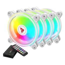 SAVIO FAN-01 WHITE 120 mm ARGB fan in a pack of 4 units that includes controller and remote control