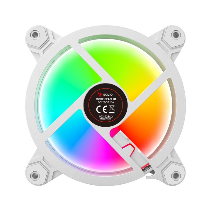 SAVIO FAN-01 WHITE 120 mm ARGB fan in a pack of 4 units that includes controller and remote control