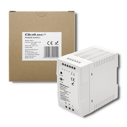 Qoltec 50915 DIN Rail Power Supply | 96W | 24V | 4A | White | Slim