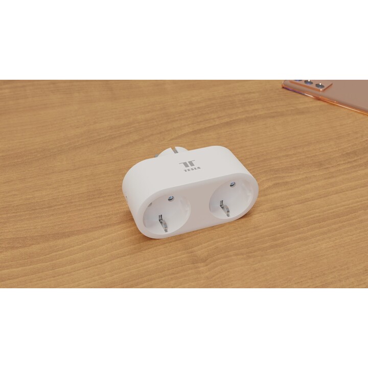 Tesla Smart Plug Doppelsteckdose mit Wi-Fi, weiß