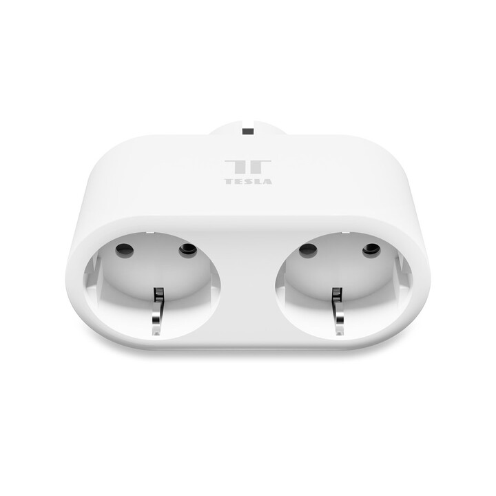 Tesla Smart Plug Plugue elétrico duplo com Wi-Fi, branco