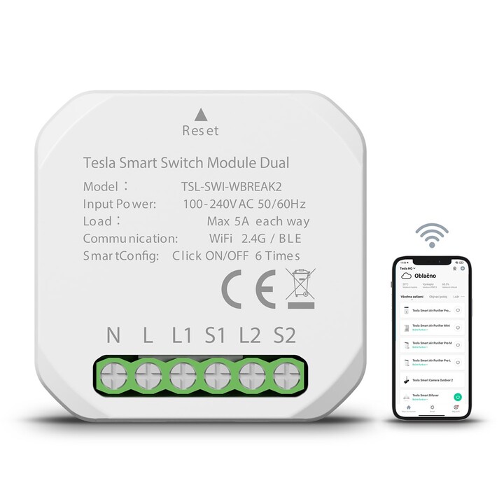 Modulo Smart Switch TESLA TSL-SWI-WBREAK2 doppio