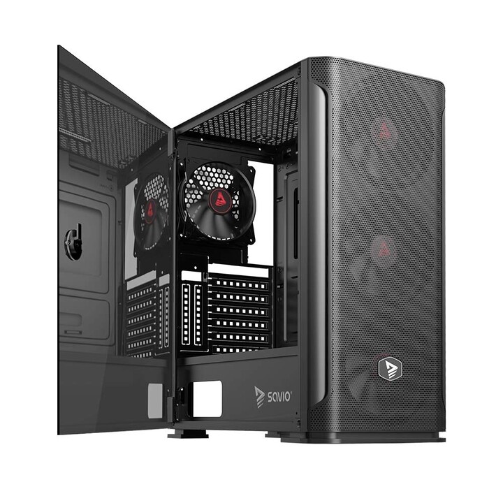SAVIO Boîtier d'ordinateur Shadow X2 Mesh/Glass Noir