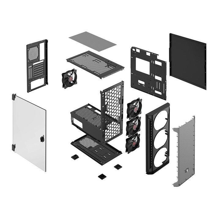 Custodia per computer SAVIO Shadow X2 in rete/vetro nera