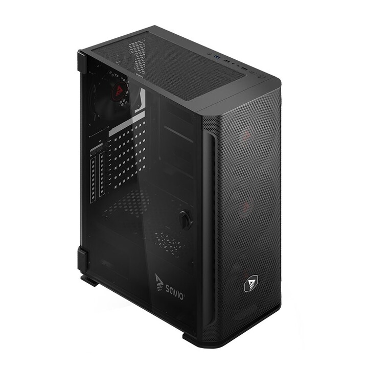 SAVIO Boîtier d'ordinateur Shadow X2 Mesh/Glass Noir
