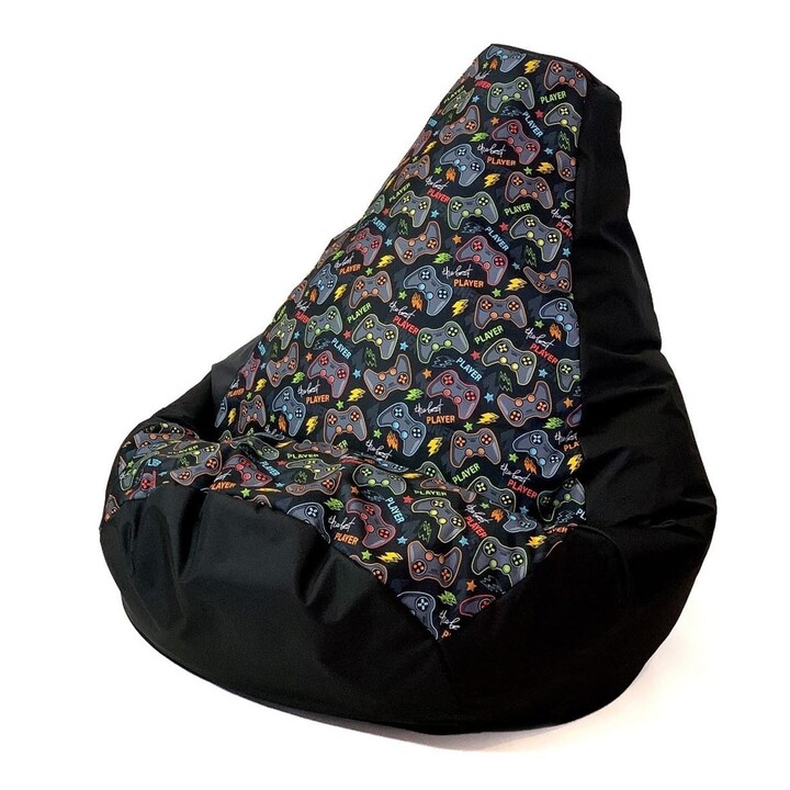 Saco pufe Sako Peral estampado jogador preto L 105 x 80 cm