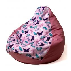 Sako bolso puf Peral estampado rosa oscuro-mariposa XL 130 x 90 cm