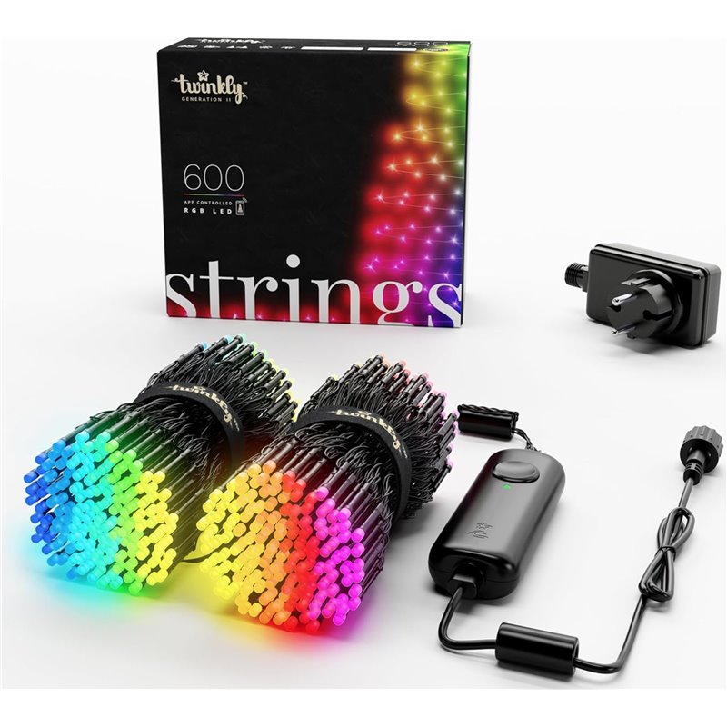 TWINKLY Strings 600 (TWS600STP-BEU) Smart Christmas Tree Lights 600 RGB LEDs 48m