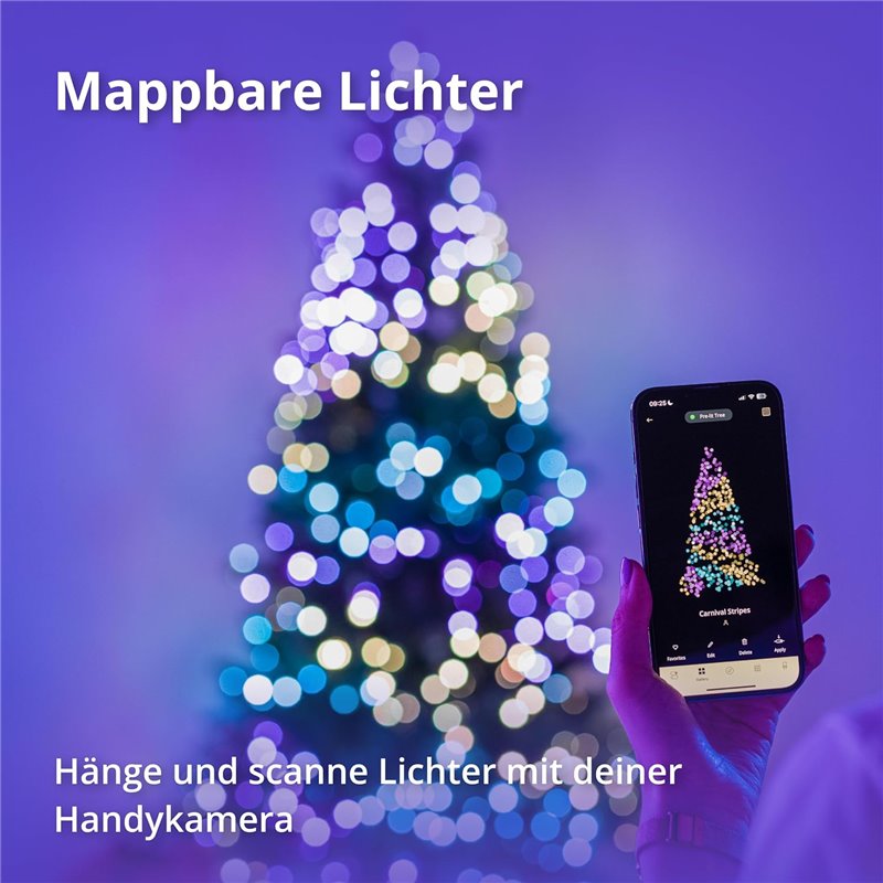 TWINKLY Strings 600 (TWS600STP-BEU) Smart Christmas Tree Lights 600 RGB LEDs 48m