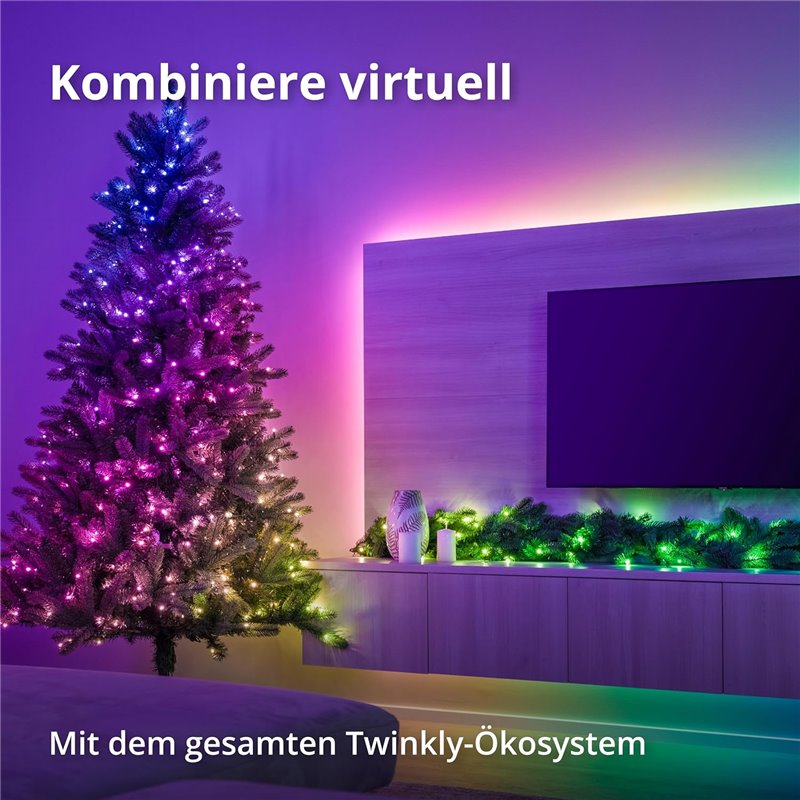 TWINKLY Strings 600 (TWS600STP-BEU) Smart Christmas Tree Lights 600 RGB LEDs 48m