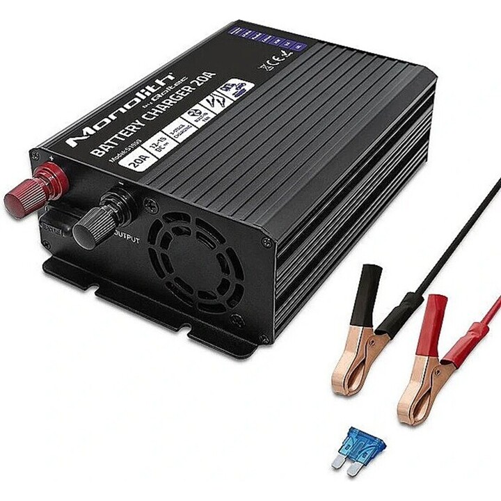 Qoltec Monolith Smart BatterieladegerätfürLiFePO4 AGM GEL SLA-Batterien | 20A | 12V