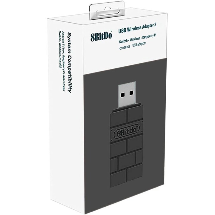 8Bitdo Adaptador Gaming Wireless 2 Negro - Nintendo Switch / Android TV / Windows / MacOS / Raspberry Pi 3B+ / 3B / 2B