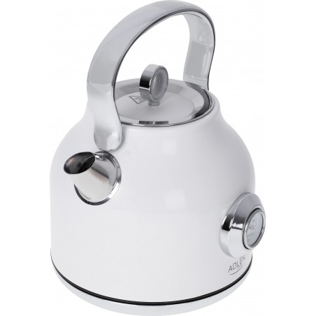 Adler | Wasserkocher mit Thermomete | 1346w n. Chr. | Elektrisch | 2200W | 1,7L | Edelstahl | 360° drehbare Basis | Weiß