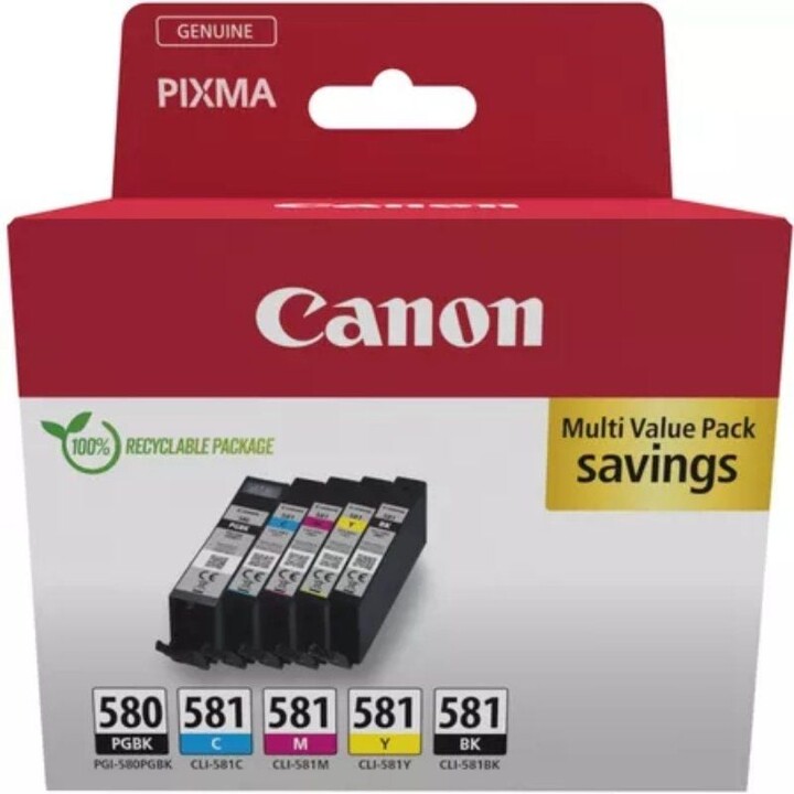 Cartouche d encre d origine Canon PGI-580 PB + CLI-581Multipack/ Cyan/ Magenta/ Jaune/ Noir