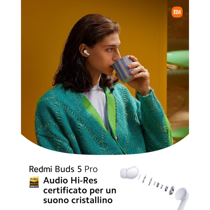 Fones de ouvido Bluetooth Xiaomi Redmi Buds 5 Pro brancos (branco meia-noite)